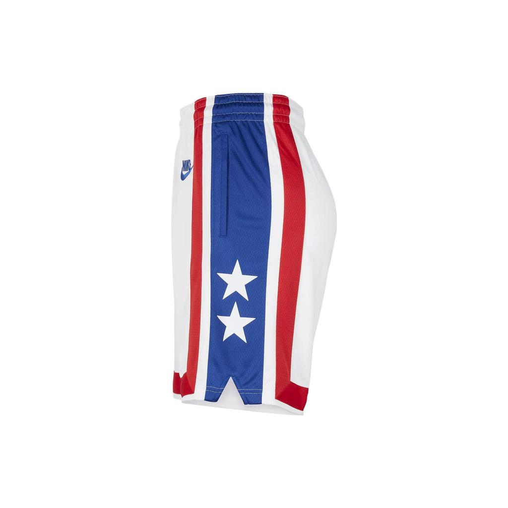 Nike NBA Samsung Blue And Red Striped Basketball Shorts Retro Limited Edition Brooklyn Nets Unisex Shorts White DO9501-100