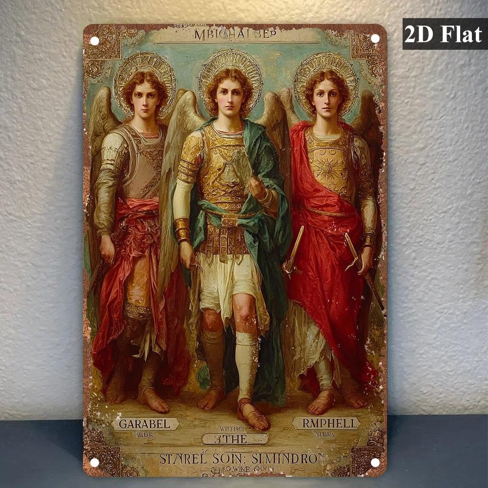 Vintage Archangel Metal Sign Decorative Wall Art Featuring Gabriel and Michael for Home Decor 20x30cm(7.8x11.8inch)