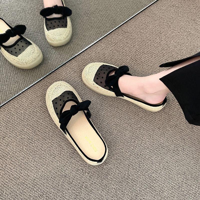 

Baotou half slippers women s summer wear 2025 new thick-soled half-support single shoes French Internet celebrity skirt fisherman sandals 40 чёрный