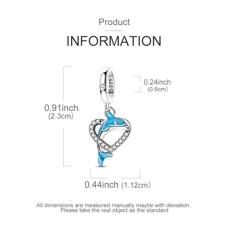 Original Real Copper Charm Bead Dolphin Heart Pendant Fit Original Bracelets For Women Diy Accessories Gift