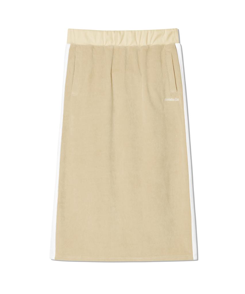 Oioi Collection Layered Logo Velvet Skirt_Cream