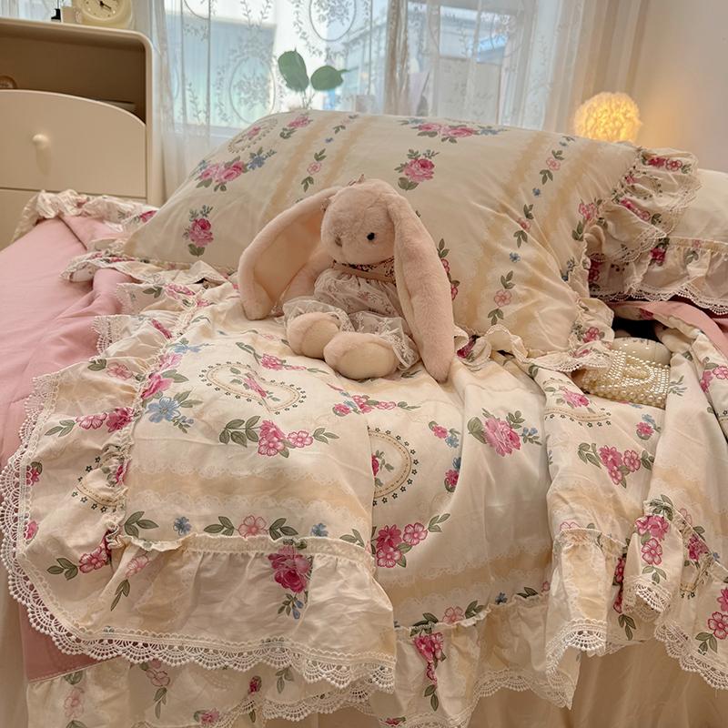Summer Quilt   2024 New  Cotton Korean Ins Lace Fragmented Series  Air Condition Quilt High Quality Summer Blanket Set