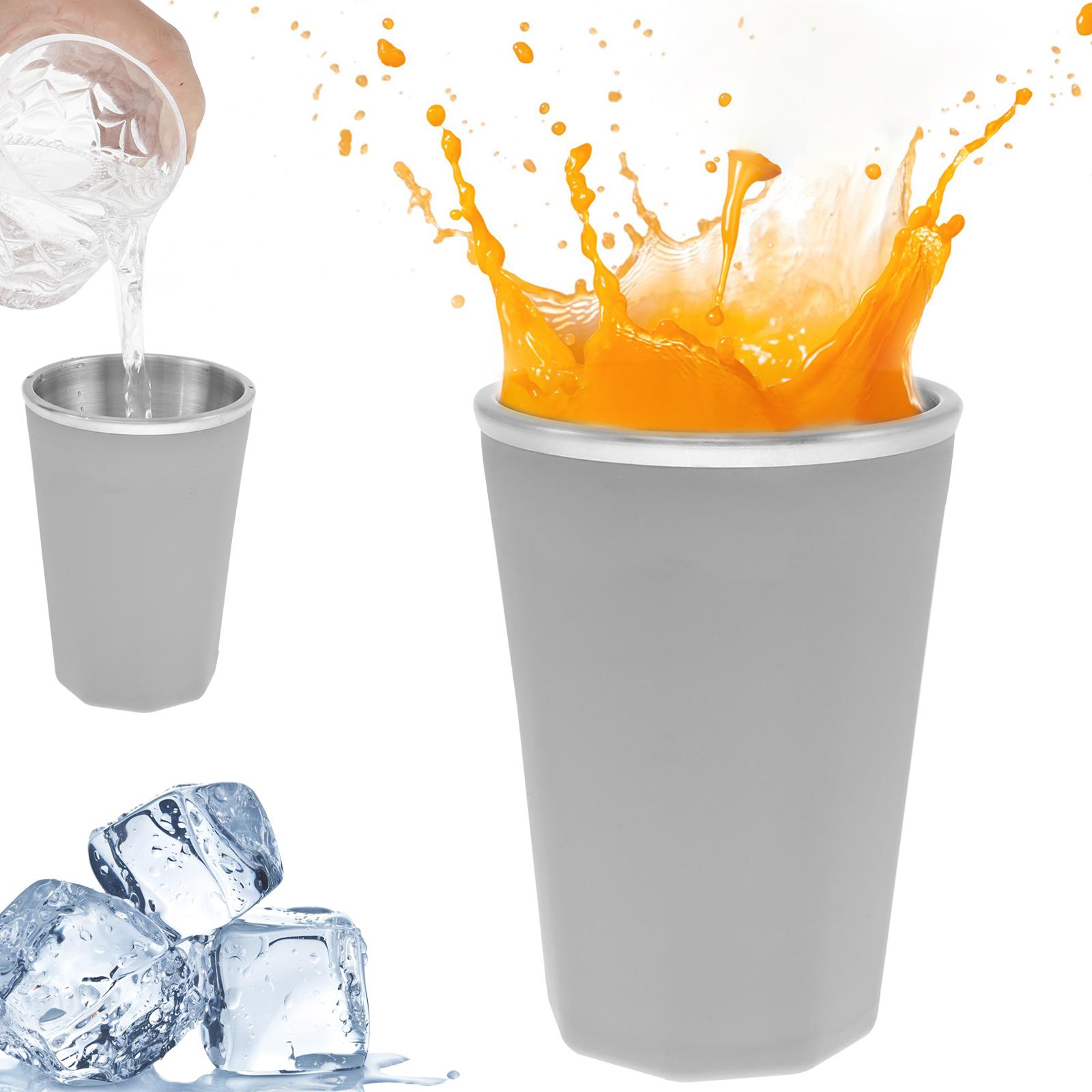 

Wine Freeze Cooling Cup with Lid 330ml Refrigeration Freezer Cup for Camping Barbecue Picnic Silicone Drink Quick Cooling Cups сірий