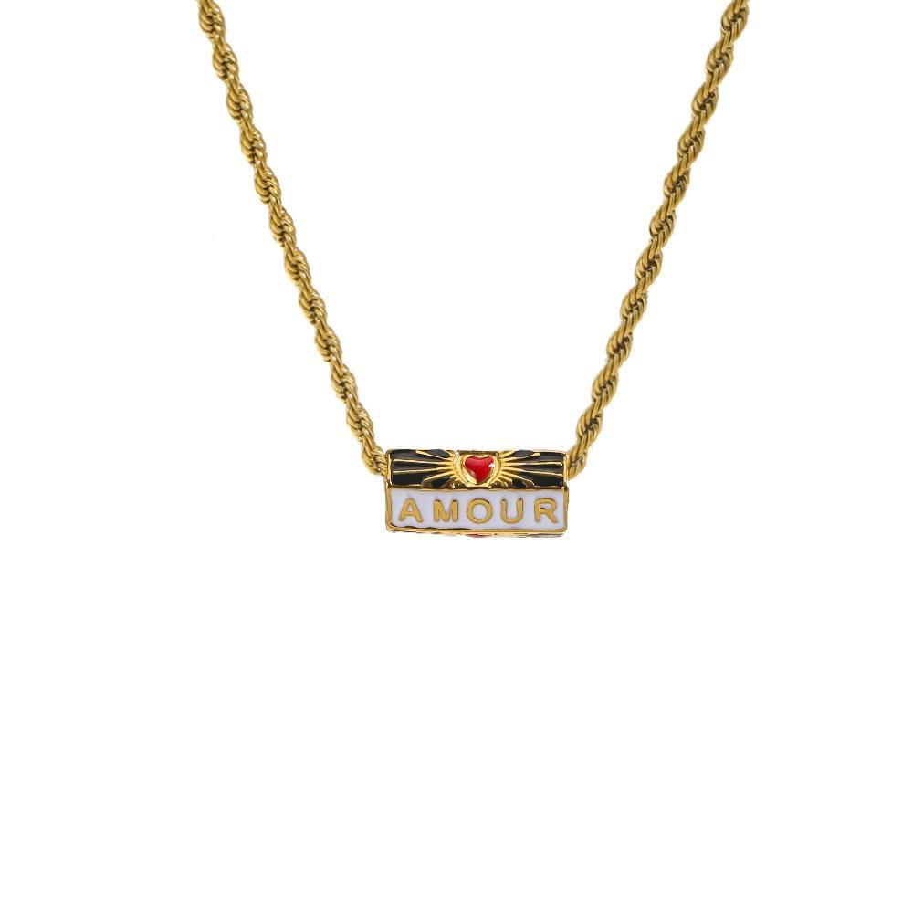 Sweet Charm Enamel Eye Pendant Necklace Wish Card Hexagonal Neck Chain  Summer Beach