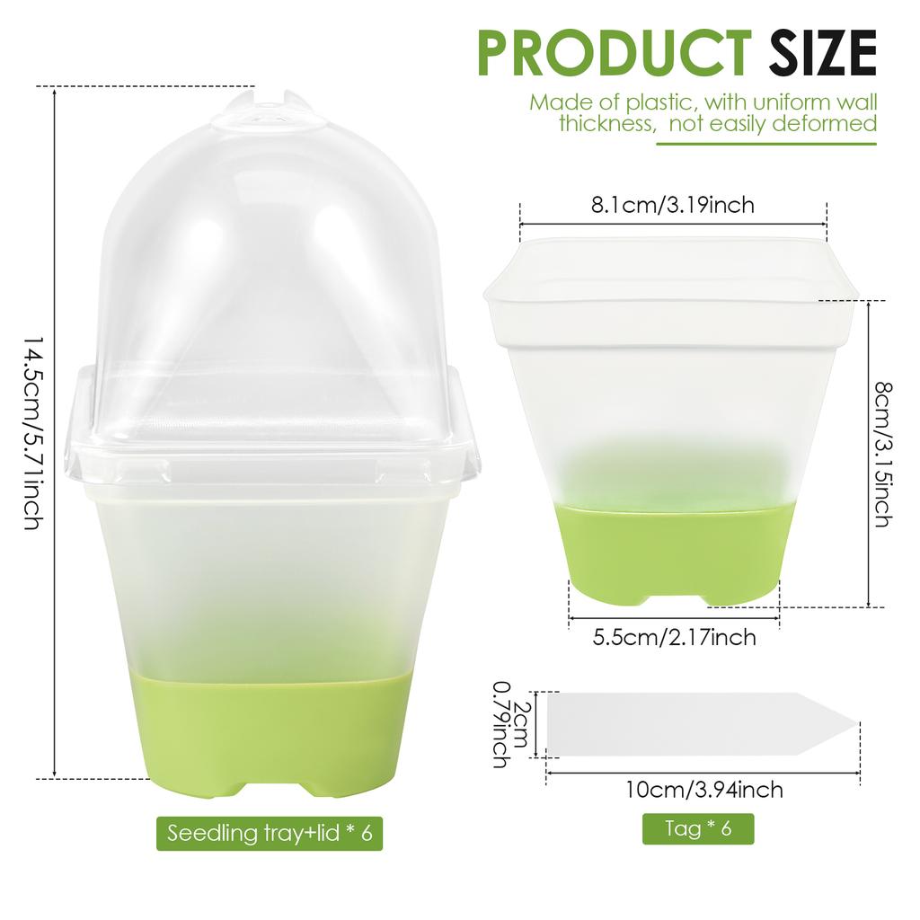 6/12 Pcs 3 Inch Clear Nursery Pot Plastic Seed Starter Pot with Reinforced Silicone Base Starter Plant Pot Gardening Accessories