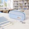 Gingham Check Pencil Case Pastel Color Pencil Pouch Portable Stationery Storage Bag  Back To School