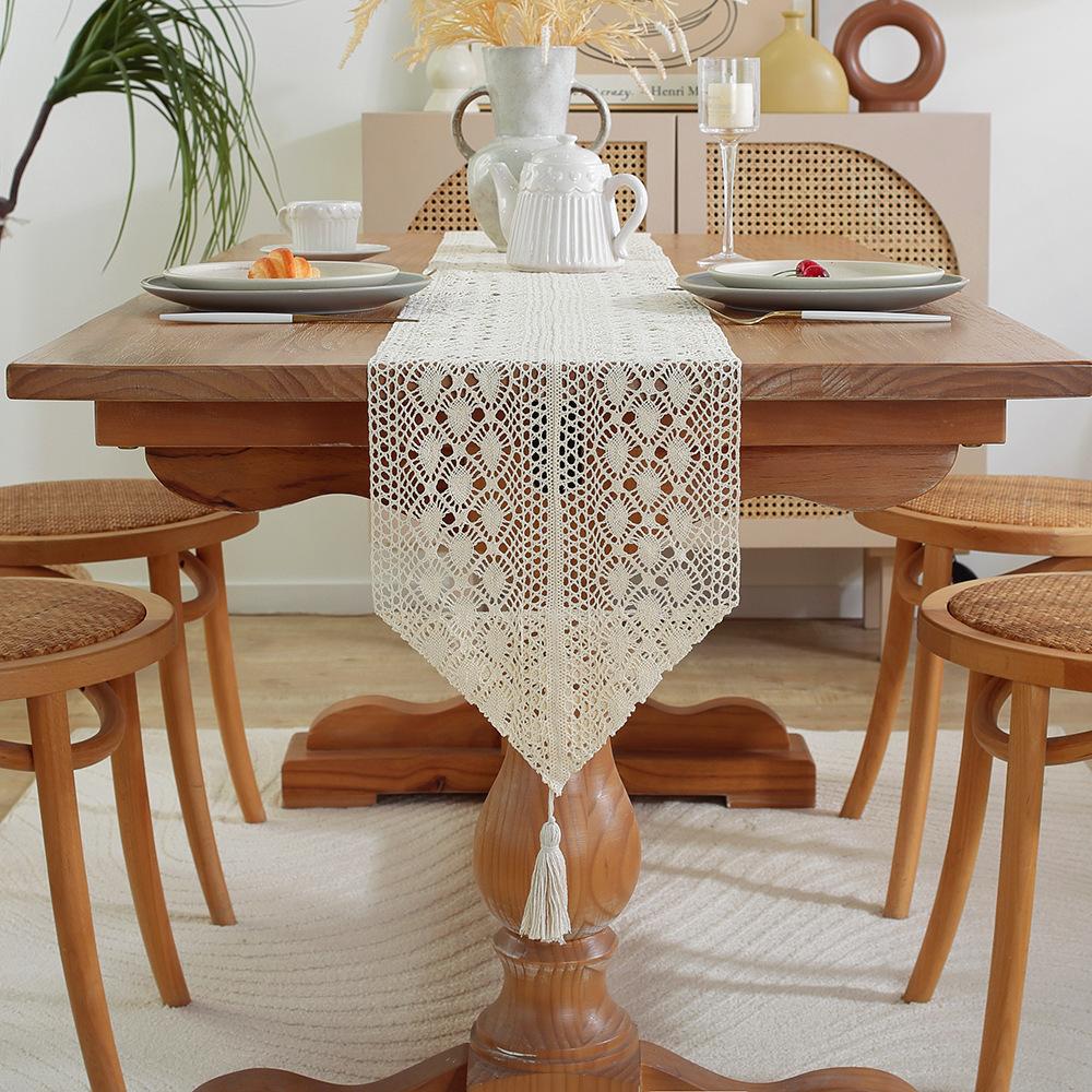 Country Table Flag Hollow Retro Cotton Thread Crochet Table Flag Lace Tablecloth Sen Series Tv Cabinet Coffee Table Cover