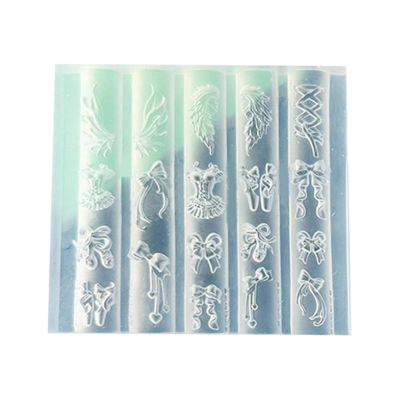 Silicone 3D Nail Art Molds Bowknot Theme Nail Art Template Moulds Silicone Texture for Beauticians and Nail Art Learners