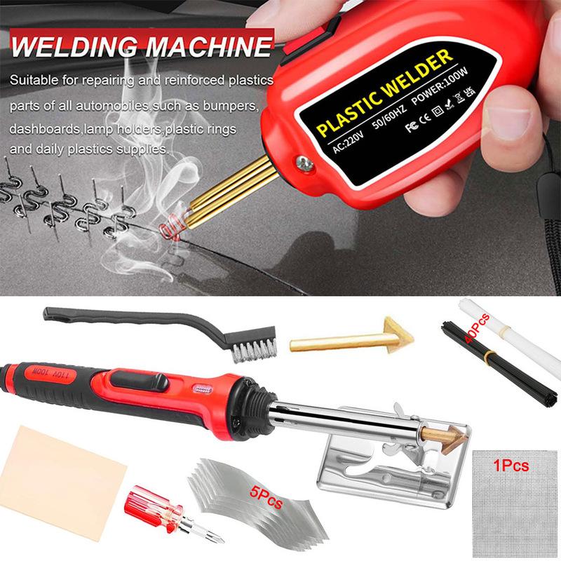 100W Plastic Welding Repair Kit & 2-IN-1 Soldering Iron 200/1000Pcs Hot Staples Kayak Bumper Car Repair Tools