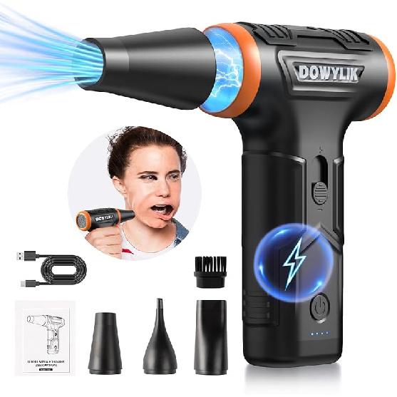 Compressed Air Duster, 220000RPM Electric Air Duster, Canned Air Replace Compressed Air, Mini Blower Stepless Jet Dry Air Blower Compressed Air