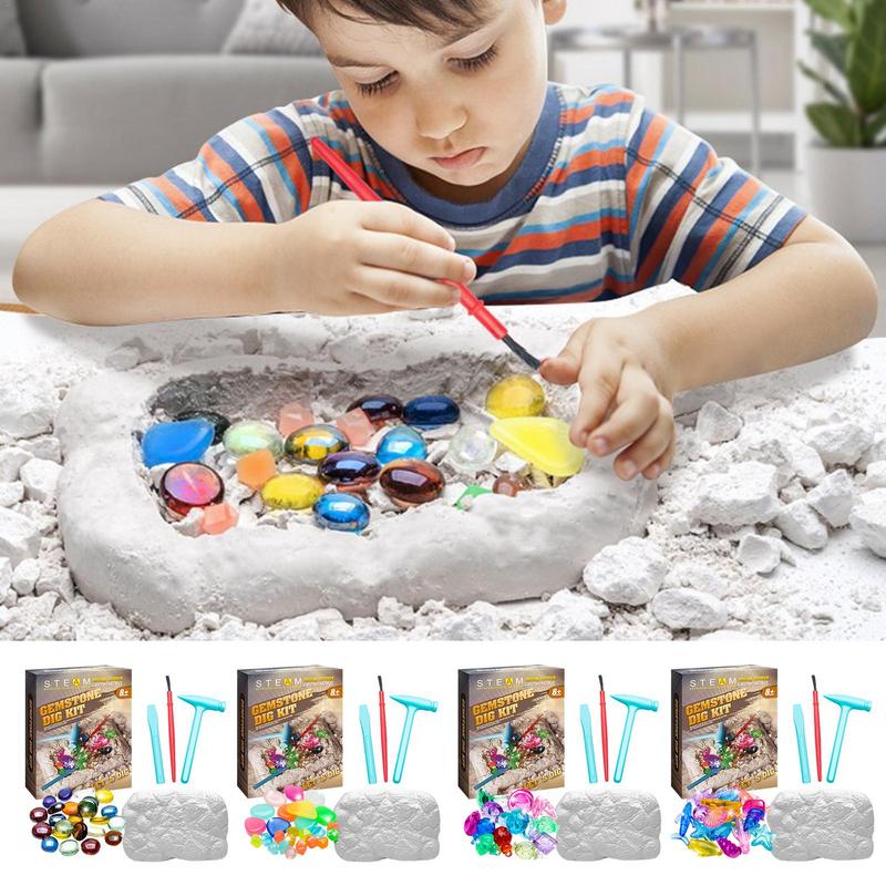 Edelstein-Ausgrabungssets für Kinder Pädagogisches Spielzeug Kristallabbau Archäologie Ausgrabung Graben Edelsteine Kinder STEM Lern Geschenke