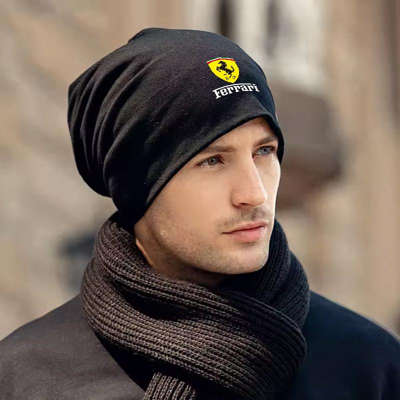 Fashion Winter Warm Cap Hip-hop Thicken Skullcap Casual Beanie Hat Women Men For Ferrari Roma Portofino F8 Spider SF90 LaFerrari