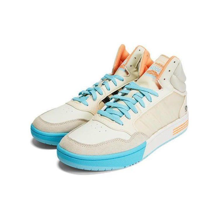 Adidas Neo Hoops 3.0 Mid Slip Resistant Durable High Top Skate Shoes Unisex Sneakers Gray Blue Orange HP9946