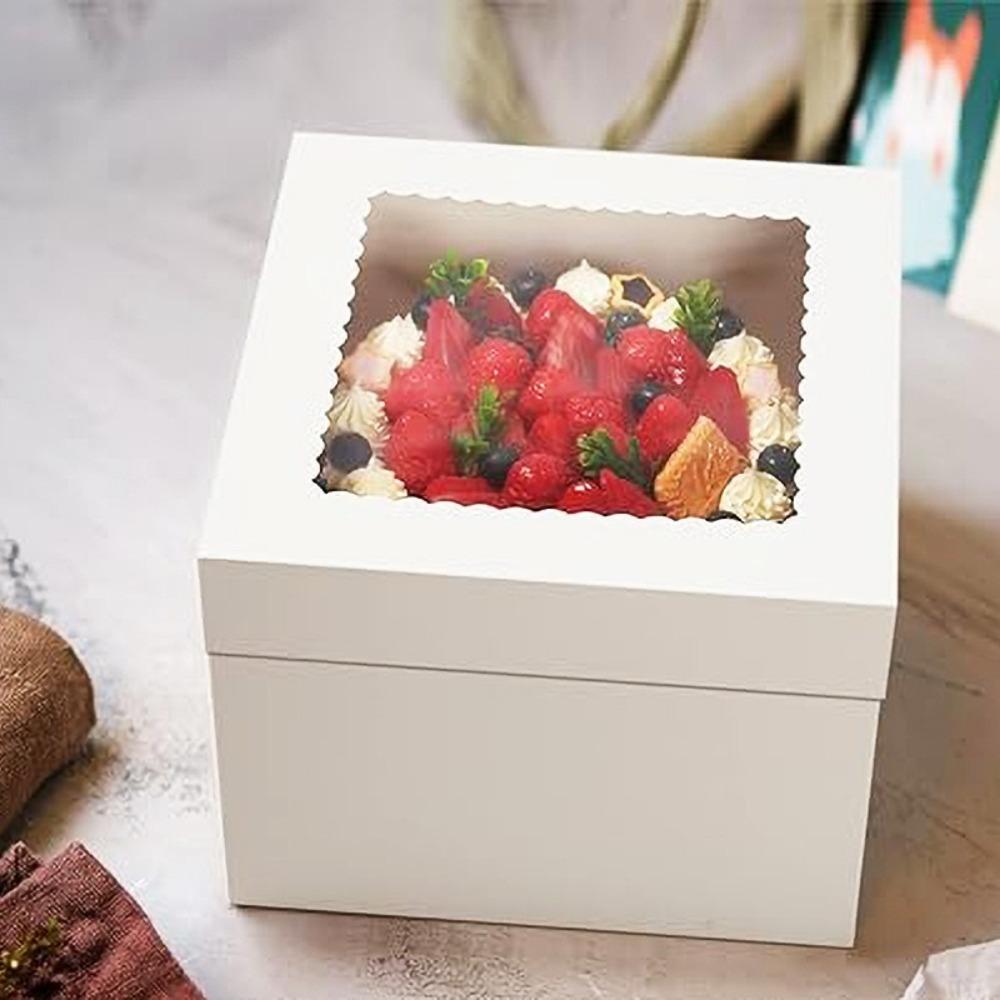 5pcs with Window Cookie Bakery Boxes Square Wedding Pastry Box Cupcakes Treat Boxes  Party Decor