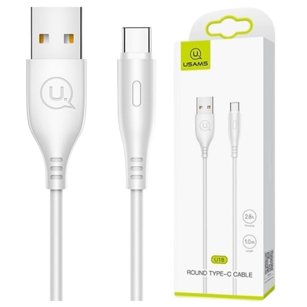 Usams Kabel U18 Usb-C 2A Fast Charge 1Mbiały/White Sj267Usb02 (Us-Sj267)
