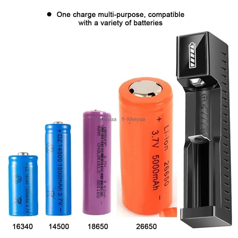 1-Schlitz USB-Ladegerät 3,7V-4,2V 16340 14500 18650 26650 Lithium-Batterieladegerät für 301 303 Laserpointer-Batterieladegerät Taschenlampe