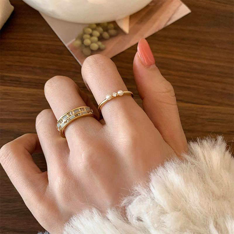 Geometric Checkerboard Contemporary Copper Ring For Women With Embellishments Beautiful