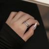 Irregular Romantic English Adjustable Cross Finger Ring for Women - High-End Niche Design