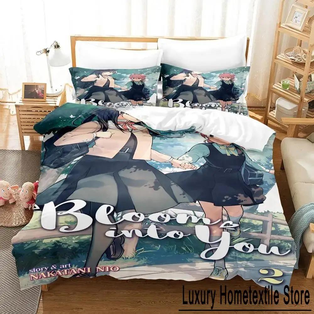 New Bloom Into You Bedding Set Single Twin Full Queen King Size Bed Set Adult Kid Bedroom Duvet Cover Sets Anime Bed Sheet Set