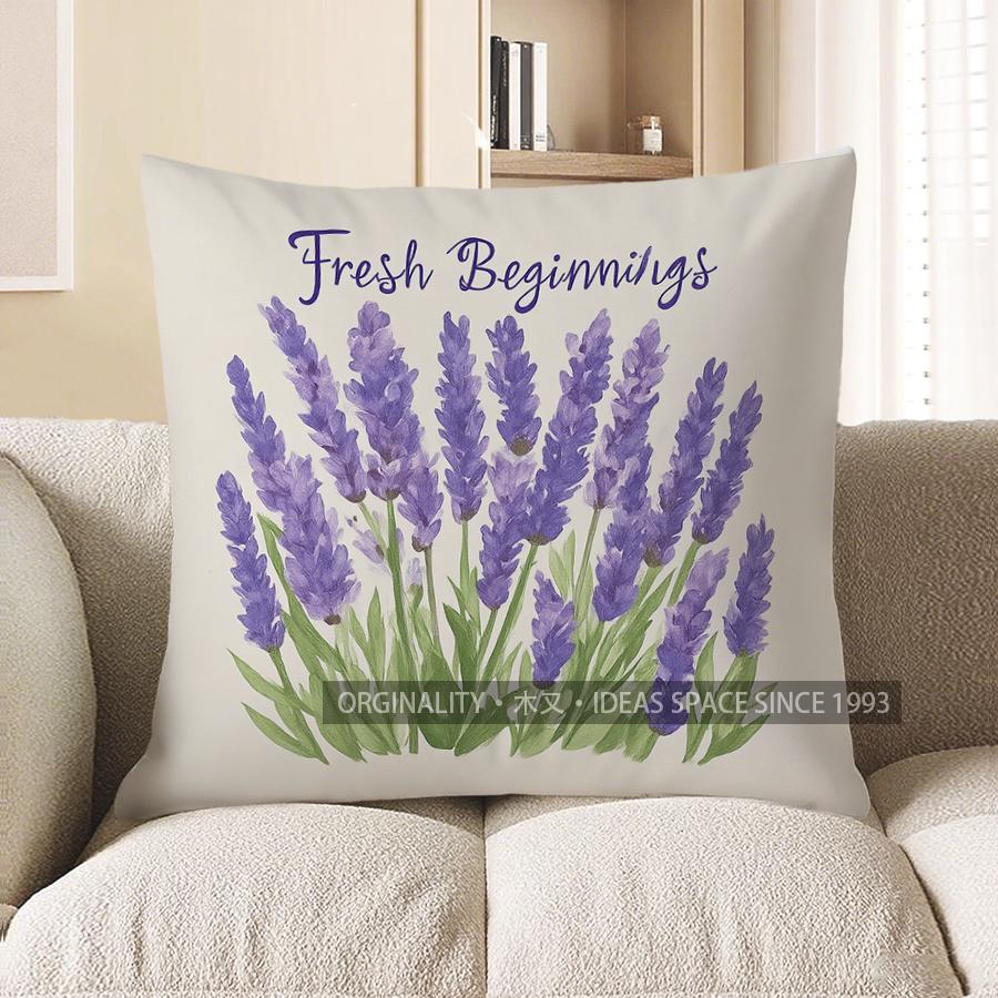 Home Decor Lavender And Fresh Beginnings Pillow Cover Pattern Cushion Cover Suitable For Sofa Bedroom Car Pillow Cover