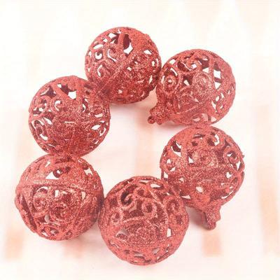6pcs Christmas Shaped Ball Christmas Hollow Ball Christmas Tree Decoration Christmas Scene Layout Decorations