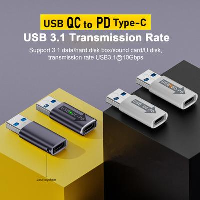 USB Type-C Converter Fast 10Gbps Data Transfer OTG with LED Display Portable Keychain