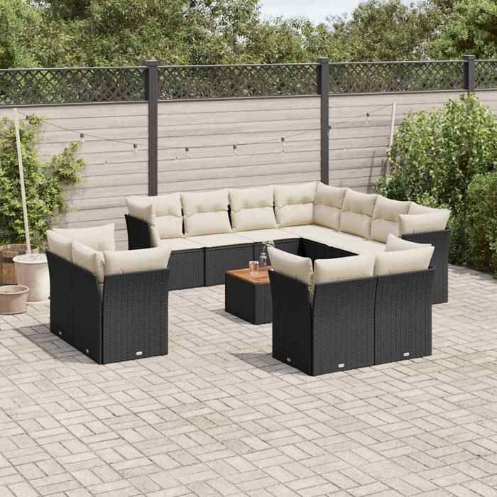VidaXL Garden Lounge Set with Cushions 12 Pcs, Patio Sofas, Furniture Set, Outdoor Terrace Furniture, Black 3256273