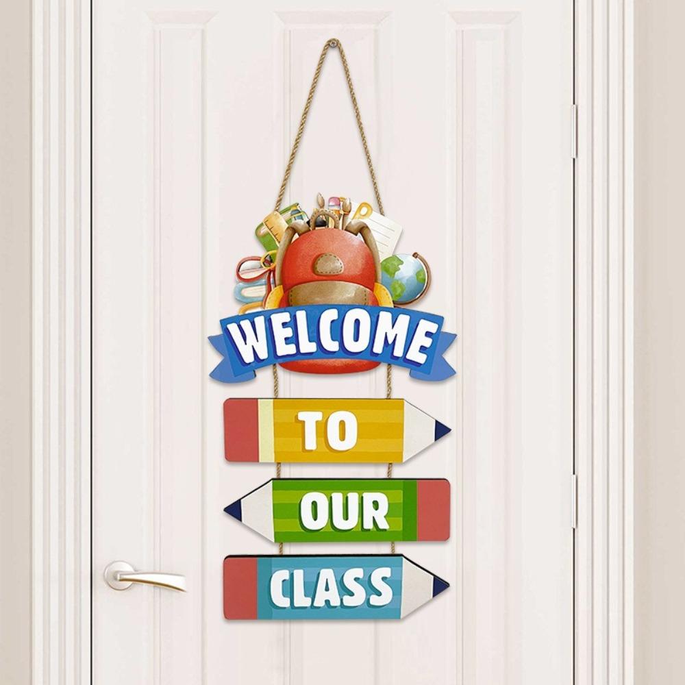 Returning To School Welcome To School Signs Backpack Pencil Wooden Hanging Board  for Party