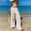 Ins Lazy Style Beaded Lace Texture Knitted Wide-Leg Pants Summer New Holiday Casual Fairy Pants
