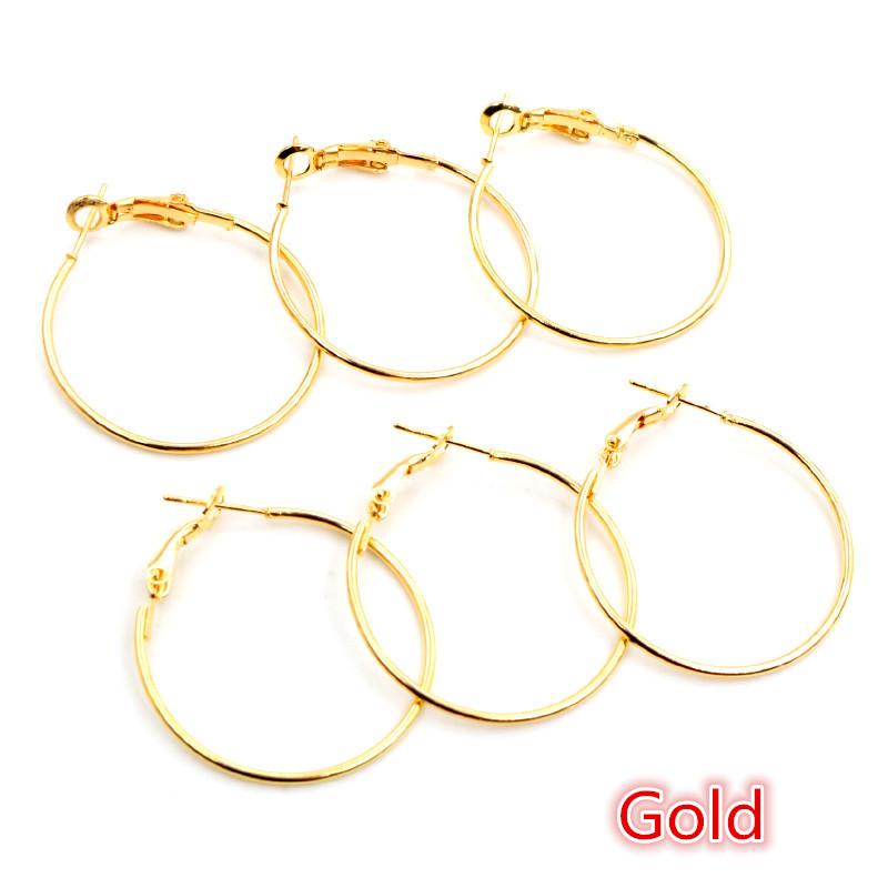20pcs/Lot 15mm 20mm 25mm 30mm 5colors Plated Circle Round Hoop Round Big Circle Hoop Earrings DIY Women Jewelry Making