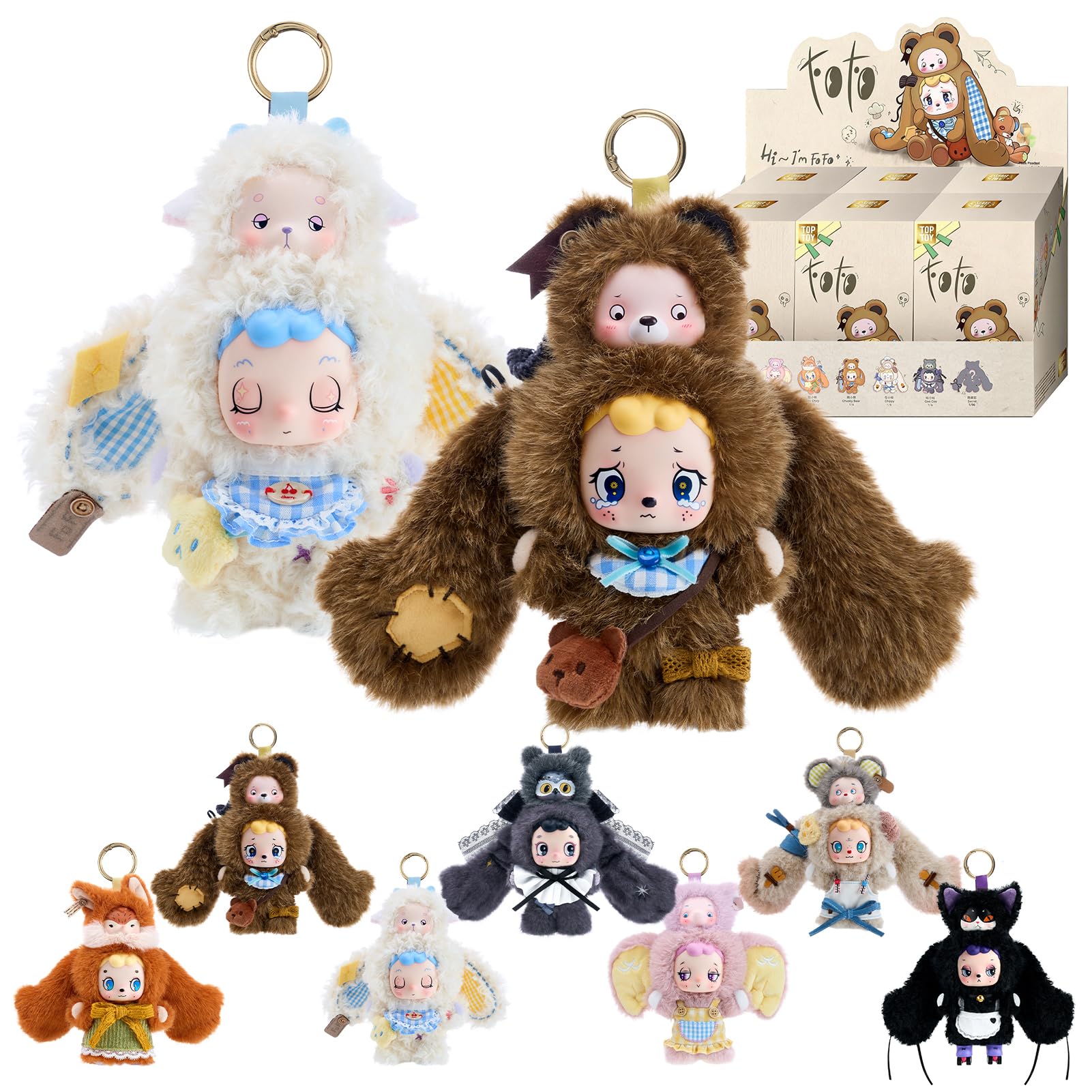 TOP TOY × FOFO Серия [Лесной Хранитель] Плюшевый Подвеска [Ассорти 6 Штук] Гача Гача Сюрприз Фигурка Пластиковая Модель Премиум Игрушка Мягкий Винил