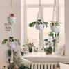 Gardening Green Plant Hanging Basket Cotton Rope Hanger Flower Pot Handmade Macrame Pot Pocket Wall Boho Courtyard Home Decor