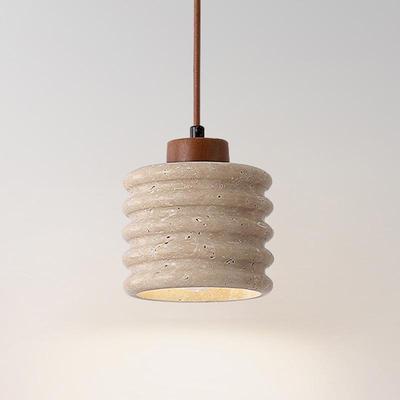 Japanese Wabi-Sabi Style Yellow Travertine Bedside Pendant Light - Retro, Creative, Designer Edition.