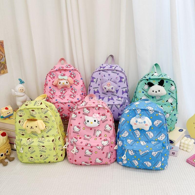 Cute Cartoon Sanrio Hello Kitty Children'S Backpack Large Capacity Student Schoolbag  Delicate Trendy Girly Boy Bag Gifts