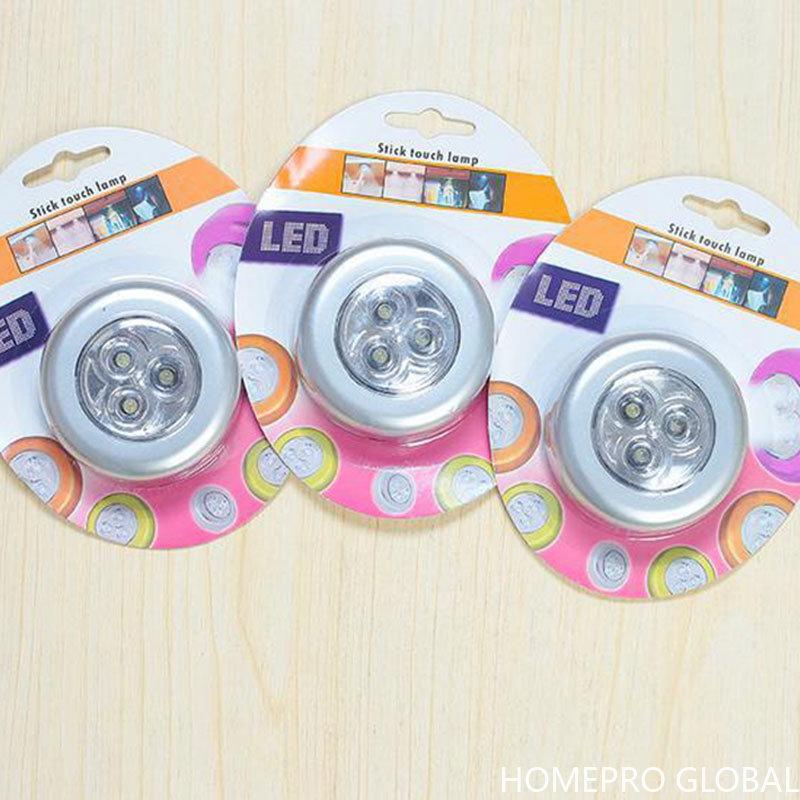 Mini LED Night Light 10pcs Battery Powered Touch Wall Lamp Under Cabinet Light Wardrobe Kitchen Lighting Round Stick Night Lamp