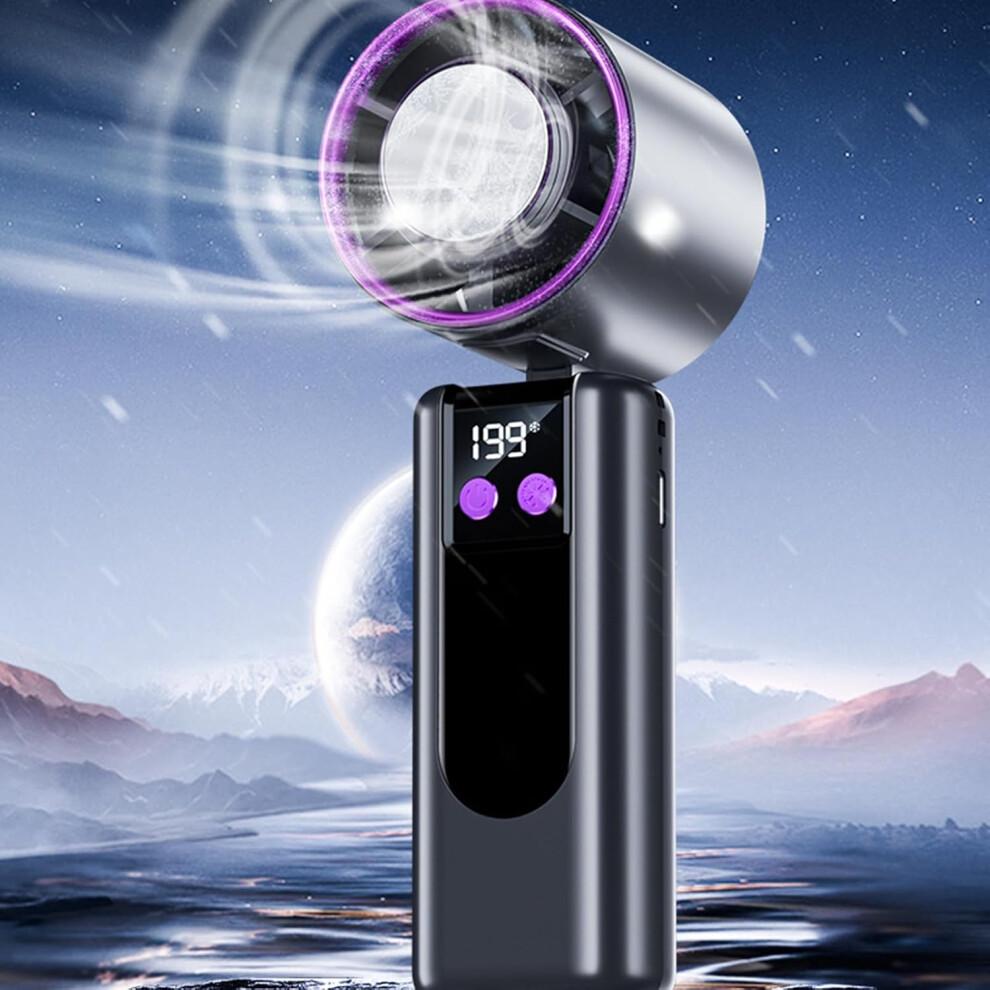 Portable Handheld Fan with Speed Airflow, Foldable Rechargeable Cooling Fan with LCD Display for Hiking and Camping