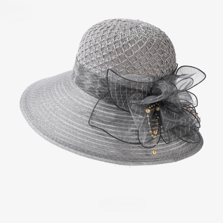 Klobouk letní nový organzový květinový prodyšný klobouk s ochranou proti slunci pro ženy plážový klobouk s přírubou