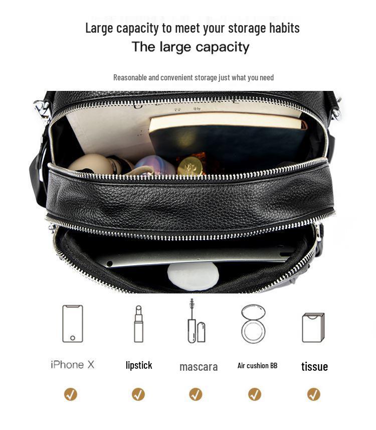 Damen Trendiger Minimalistischer Lederrucksack – Vielseitige Reise-Umhängetasche mit großem Fassungsvermögen