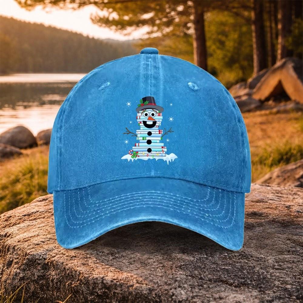 Books SnowUnisex Print Washed Baseball Cap Unisex Adjustable Cotton Hat for Golf Casual Outdoor