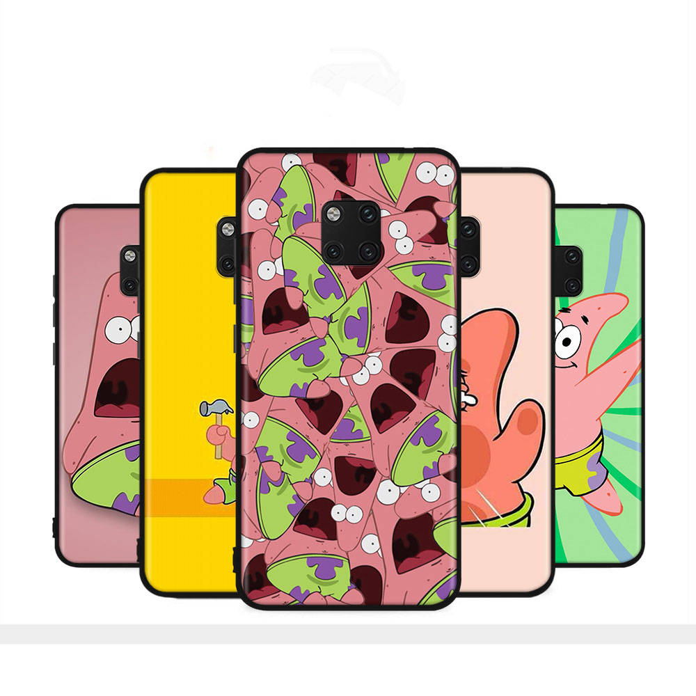 PB5 Patrick Star Black Sofe Case for iPhone 16 15 Plus 14 13 Pro 8 SE XR XS Max P30 Nova 5T Y5P Y6 Y7 Y8P Y9 Realme C30 C33 C31 VIVO Y36 V27