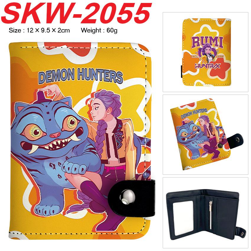 KPop Demon Hunters Wallet Vertical Snap Button Double Layer Card Holder Coin Purse Portable 1pcs