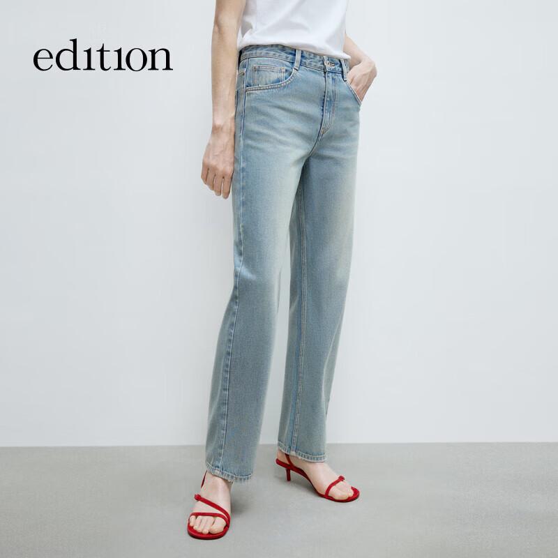 

Женские джинсы прямого кроя из состаренного денима в стиле ретро M