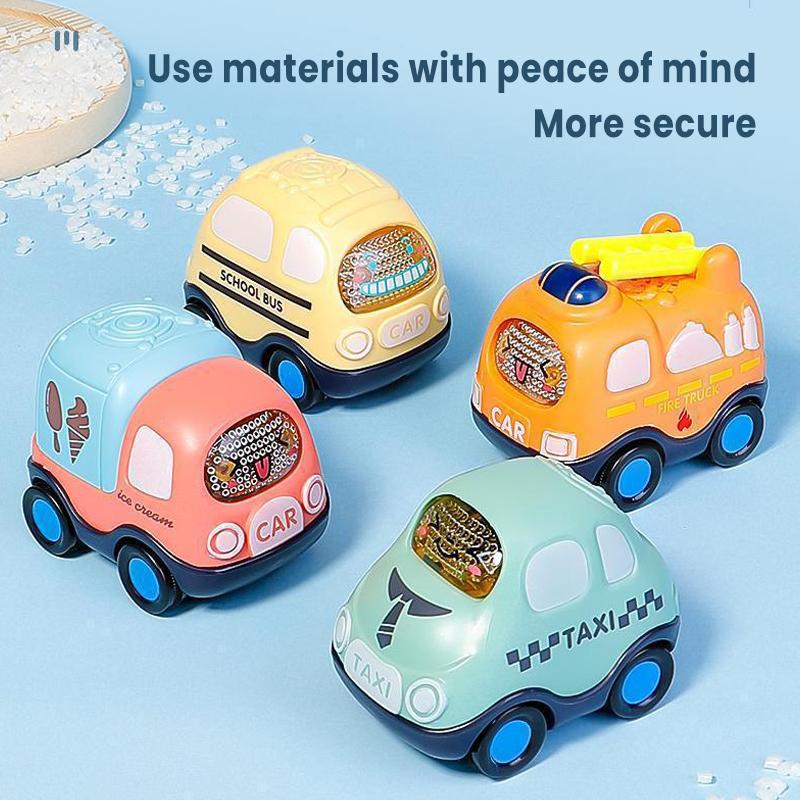 Children's Inertia Toy Car Montessori Boys' Mini Fire Engineering Vehicle Crash Resistance Pull Car Set 0-3rd Birthday Gift