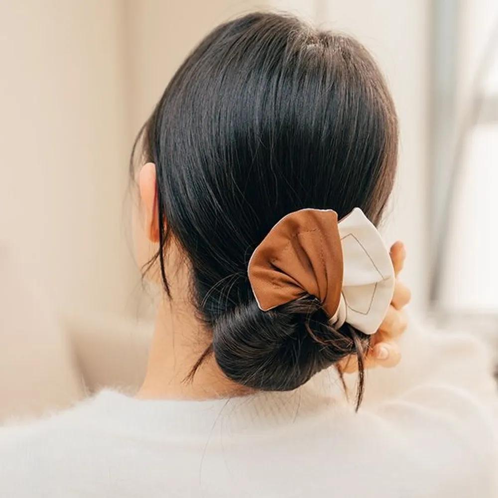 Double-sided Color Block Handmade Updo Bun Band (22H016) Navy-blue