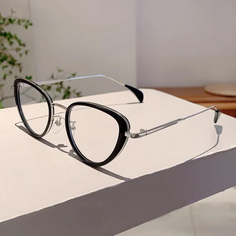 Cat Eye Glasses Women Popular Stylish Black Rim Blue Light Blocking Eyeglasses Ins Trendy Decor Design Eyewear