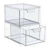 Transparent Acrylic Makeup Organizer Stackable Stationery Desk Drawer Storage Box for Washbasin Bathroom Storage Holder