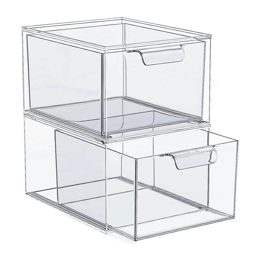 Transparent Acrylic Makeup Organizer Stackable Stationery Desk Drawer Storage Box for Washbasin Bathroom Storage Holder