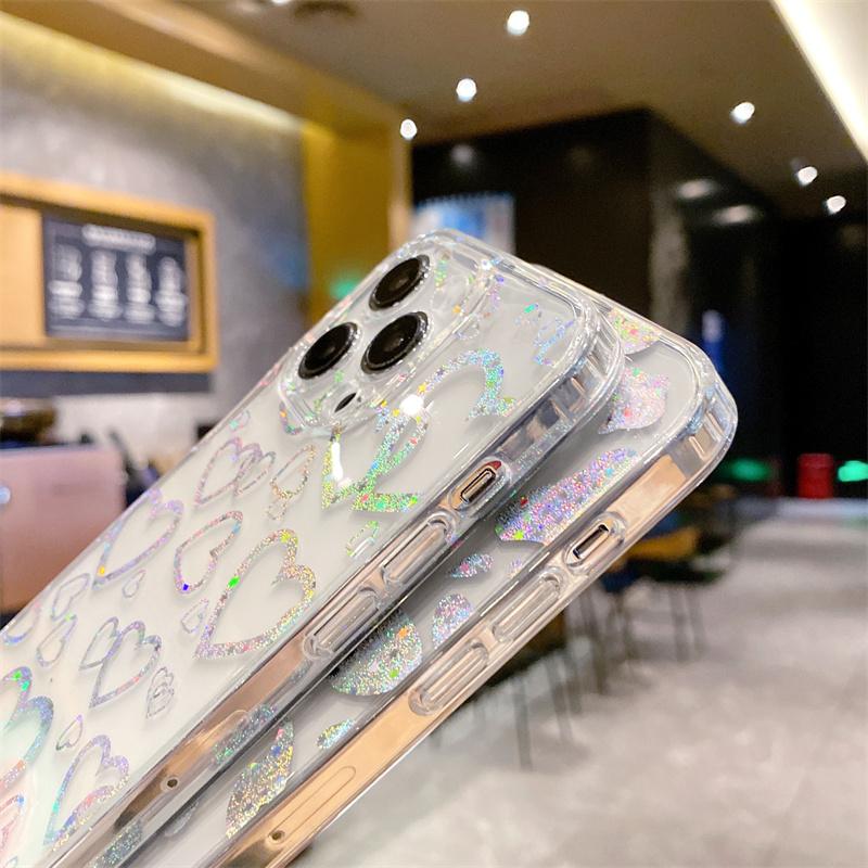 Luxusní galvanizovaný laserový pouzdro na telefon s leopardím potiskem a vzorem srdce pro iPhone 14 13 12 11 Pro Max 14plus Měkký IMD zadní kryt