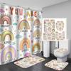 Colourful Rainbow Cube Shower Curtain Set And Bath Rugs Set Vibrant Pattern Bathroom Shower Curtains Set For Bathroom Home Decor
