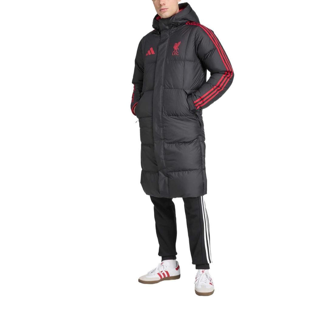 adidas Liverpool Football Club Duck Down 600 Fill Striped Hooded Down Jacket Men Outerwear JW0966